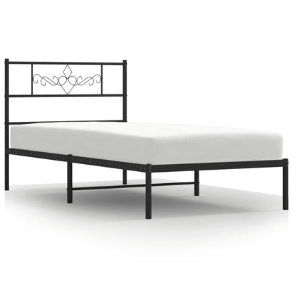 Bedframe met hoofdbord metaal zwart 100x190 cm 100 x 190 cm Zwart met hoofdbord