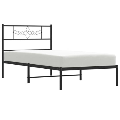 Bedframe met hoofdbord metaal zwart 100x190 cm 100 x 190 cm Zwart met hoofdbord