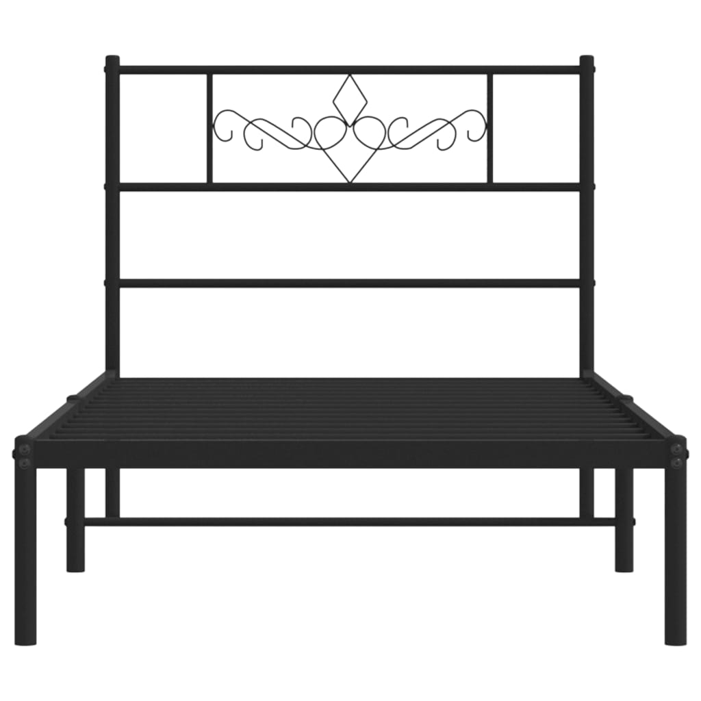 Bedframe met hoofdbord metaal zwart 100x190 cm 100 x 190 cm Zwart met hoofdbord