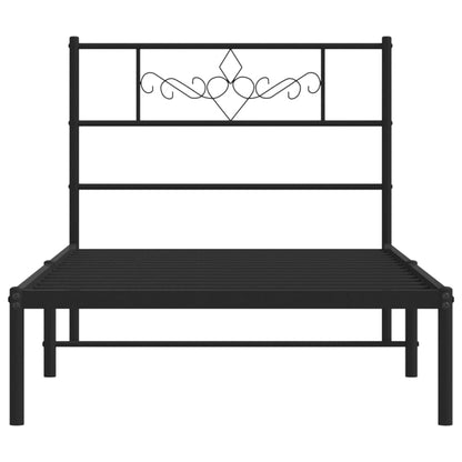 Bedframe met hoofdbord metaal zwart 100x190 cm 100 x 190 cm Zwart met hoofdbord