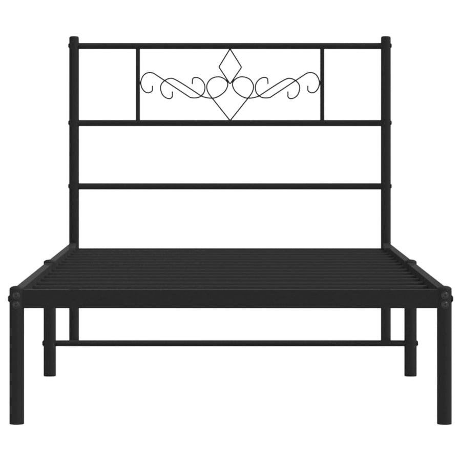Bedframe met hoofdbord metaal zwart 100x190 cm 100 x 190 cm Zwart met hoofdbord