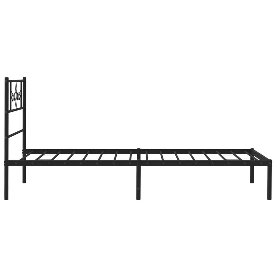 Bedframe met hoofdbord metaal zwart 100x190 cm 100 x 190 cm Zwart met hoofdbord