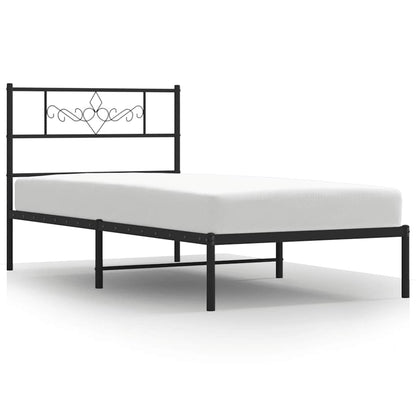 Bedframe met hoofdbord metaal zwart 100x200 cm