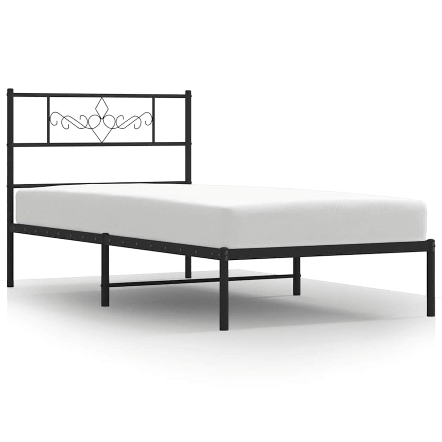 Bedframe met hoofdbord metaal zwart 100x200 cm