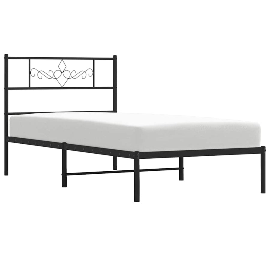 Bedframe met hoofdbord metaal zwart 100x200 cm