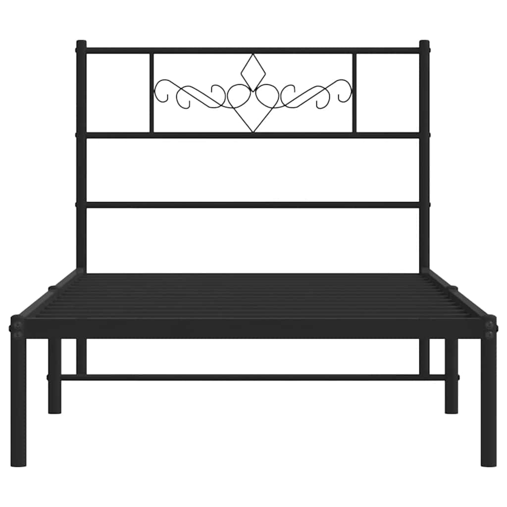 Bedframe met hoofdbord metaal zwart 100x200 cm