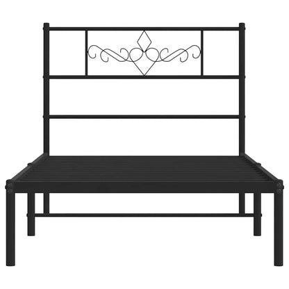 Bedframe met hoofdbord metaal zwart 100x200 cm