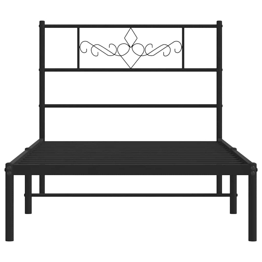 Bedframe met hoofdbord metaal zwart 100x200 cm