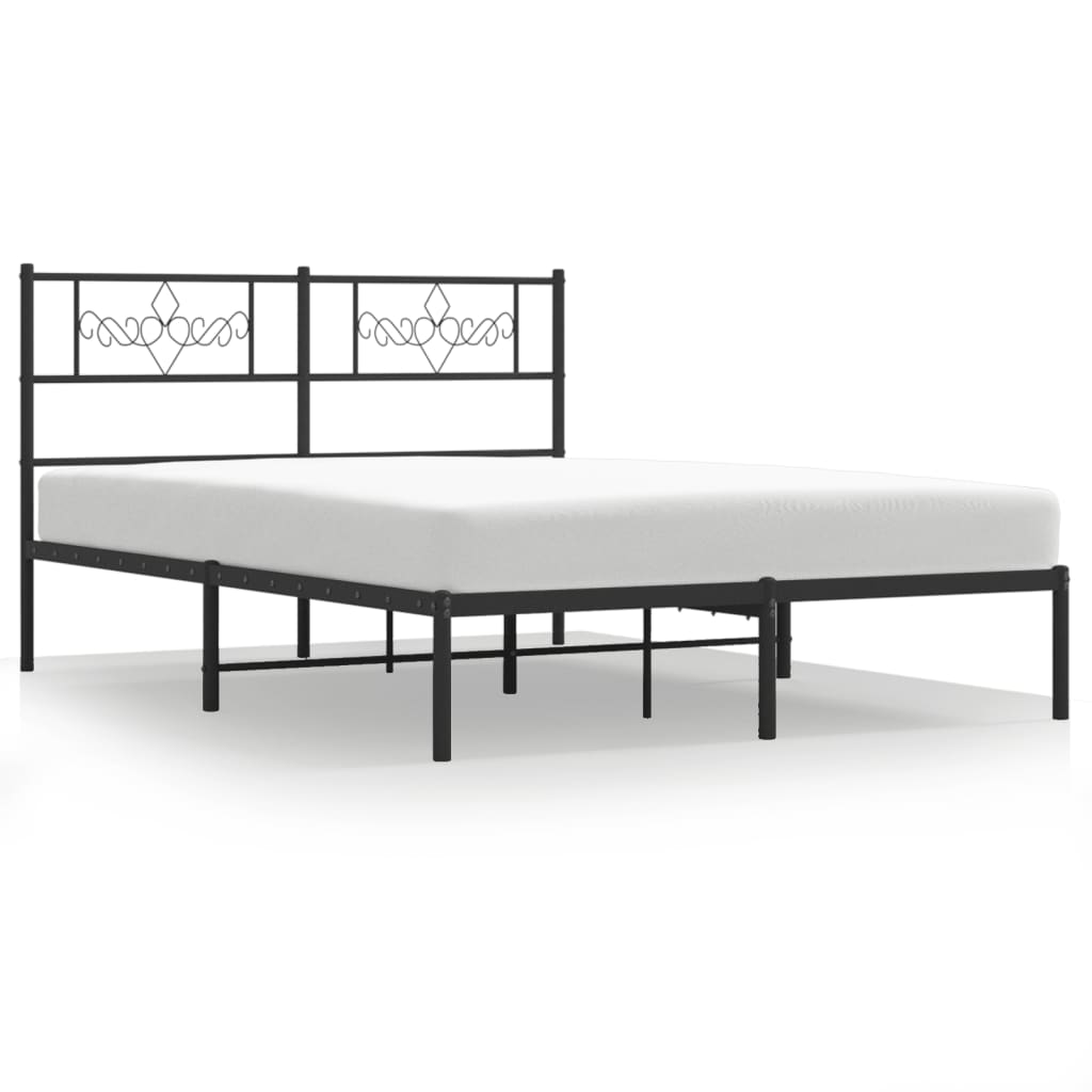 Bedframe met hoofdbord metaal zwart 120x190 cm 120 x 190 cm Zwart met hoofdbord