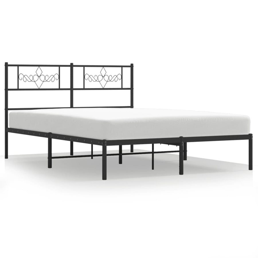 Bedframe met hoofdbord metaal zwart 120x190 cm 120 x 190 cm Zwart met hoofdbord