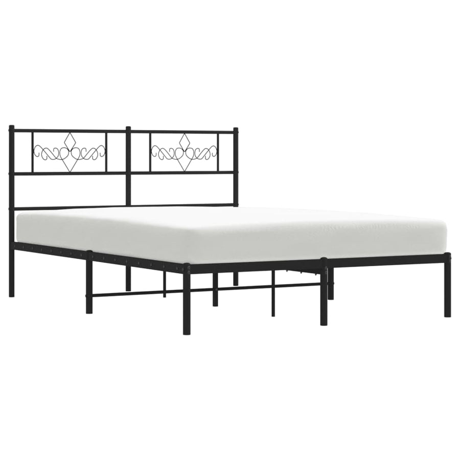 Bedframe met hoofdbord metaal zwart 120x190 cm 120 x 190 cm Zwart met hoofdbord