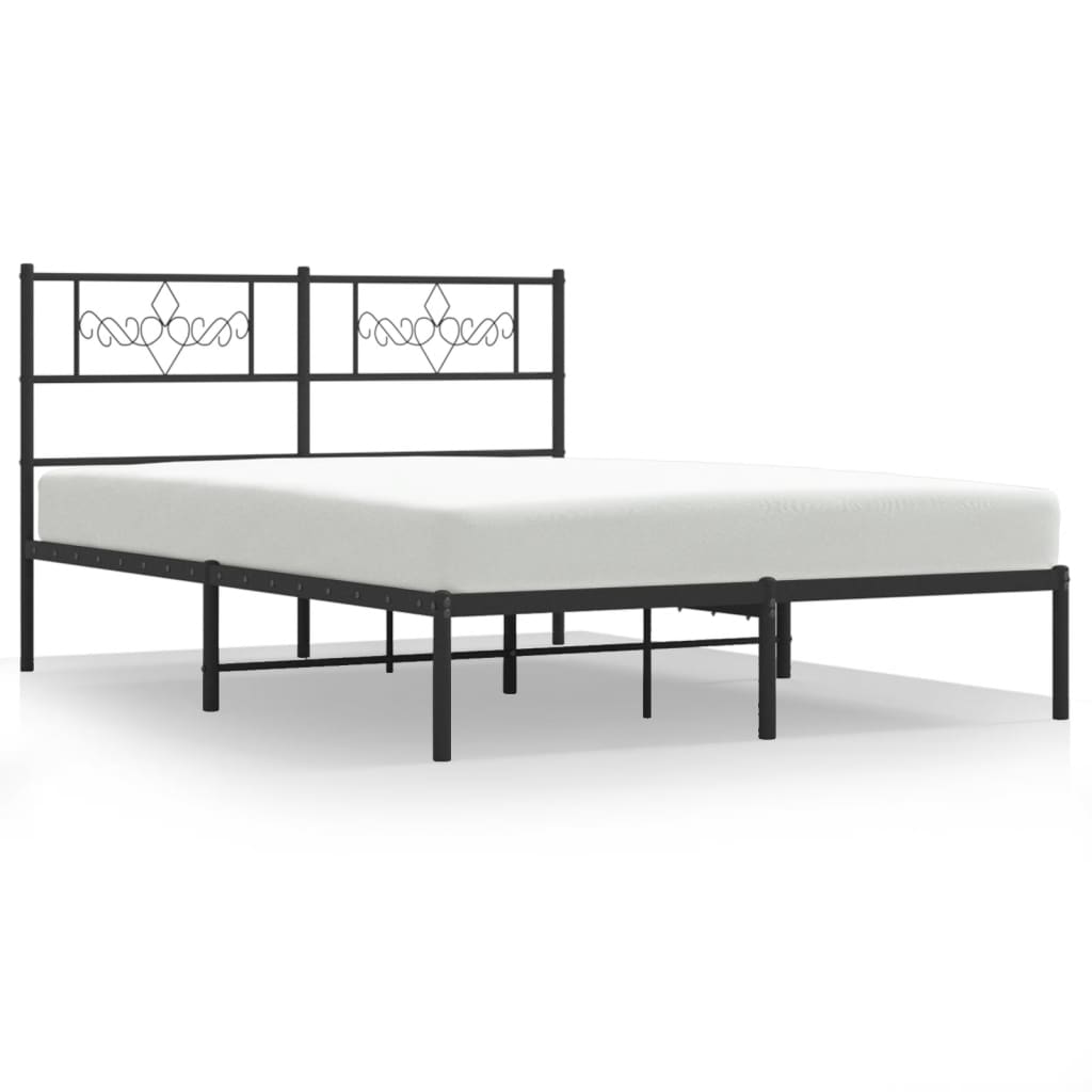 Bedframe met hoofdbord metaal zwart 120x200 cm 120 x 200 cm Zwart met hoofdbord