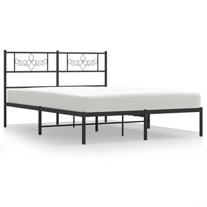Bedframe met hoofdbord metaal zwart 120x200 cm 120 x 200 cm Zwart met hoofdbord