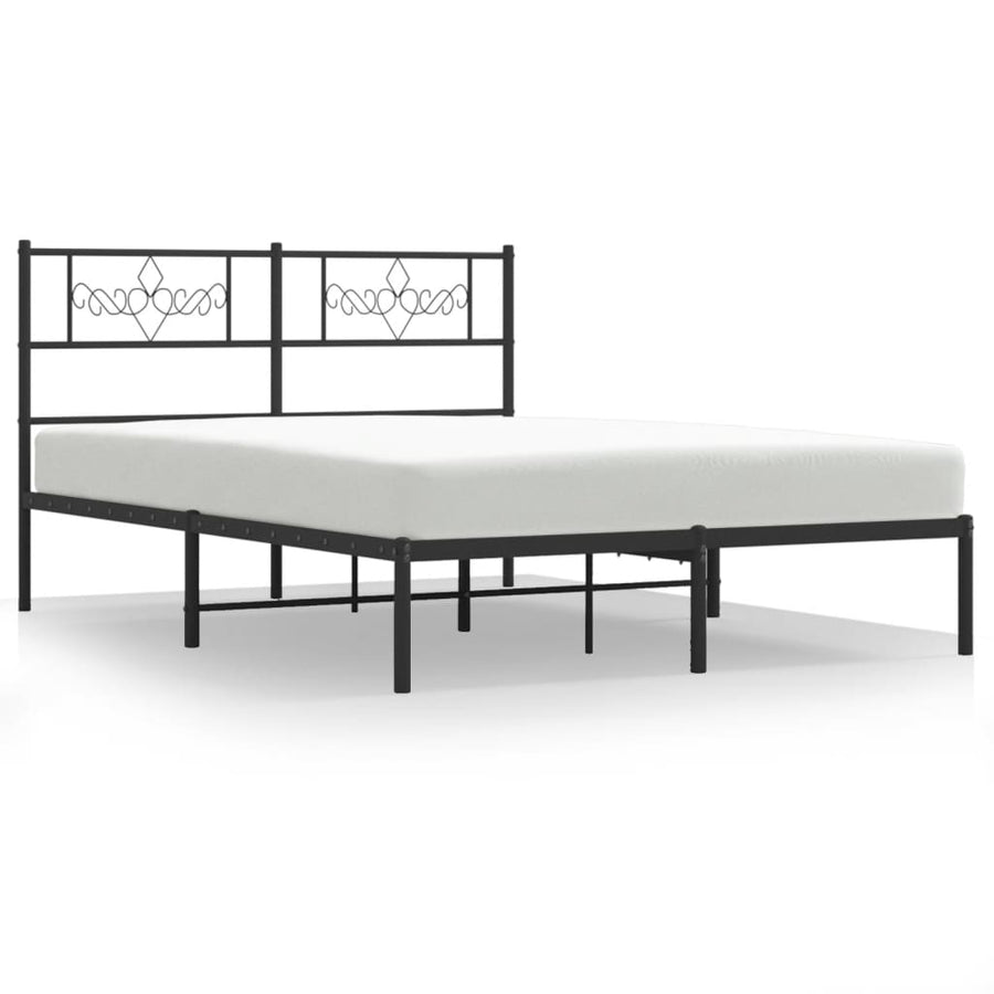Bedframe met hoofdbord metaal zwart 120x200 cm 120 x 200 cm Zwart met hoofdbord
