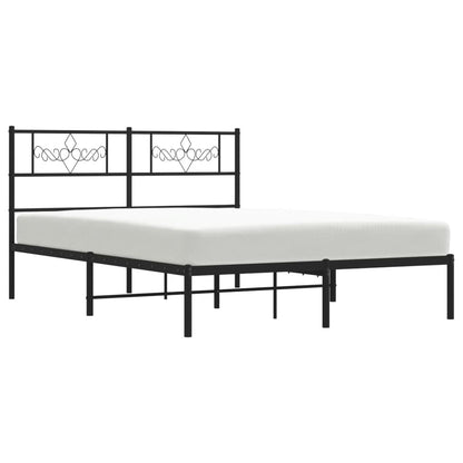 Bedframe met hoofdbord metaal zwart 120x200 cm 120 x 200 cm Zwart met hoofdbord