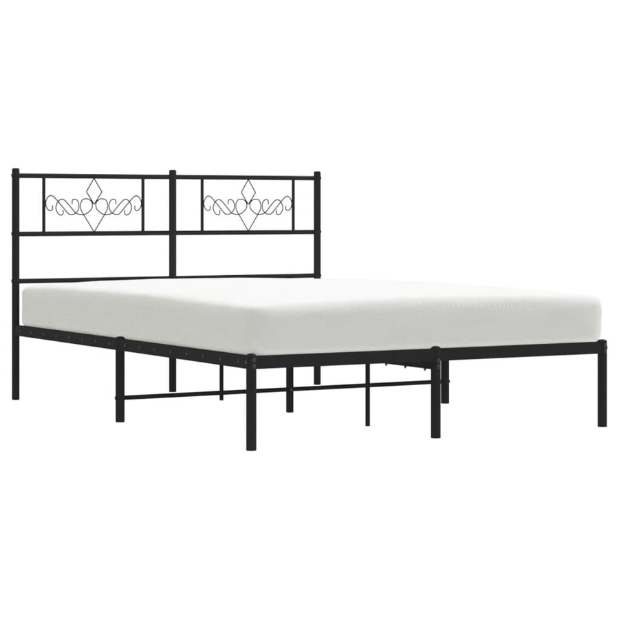 Bedframe met hoofdbord metaal zwart 120x200 cm 120 x 200 cm Zwart met hoofdbord