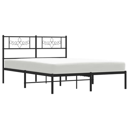 Bedframe met hoofdbord metaal zwart 135x190 cm 135 x 190 cm Zwart met hoofdbord