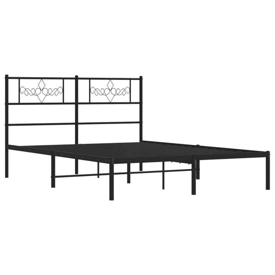 Bedframe met hoofdbord metaal zwart 135x190 cm 135 x 190 cm Zwart met hoofdbord