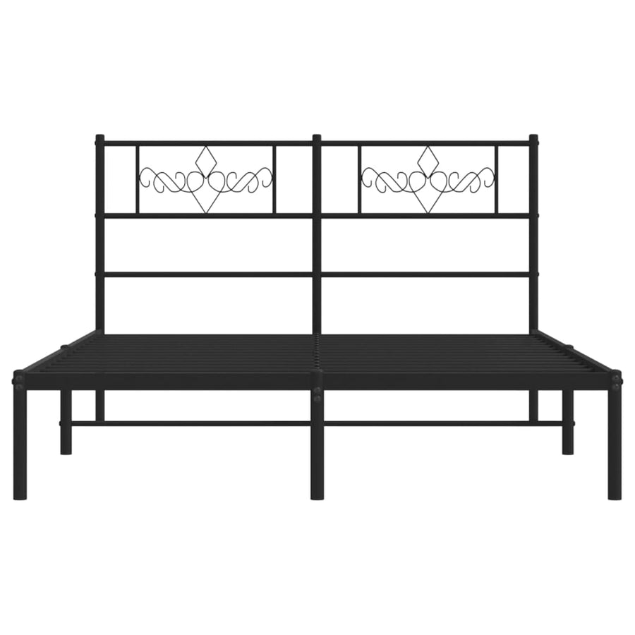 Bedframe met hoofdbord metaal zwart 135x190 cm 135 x 190 cm Zwart met hoofdbord
