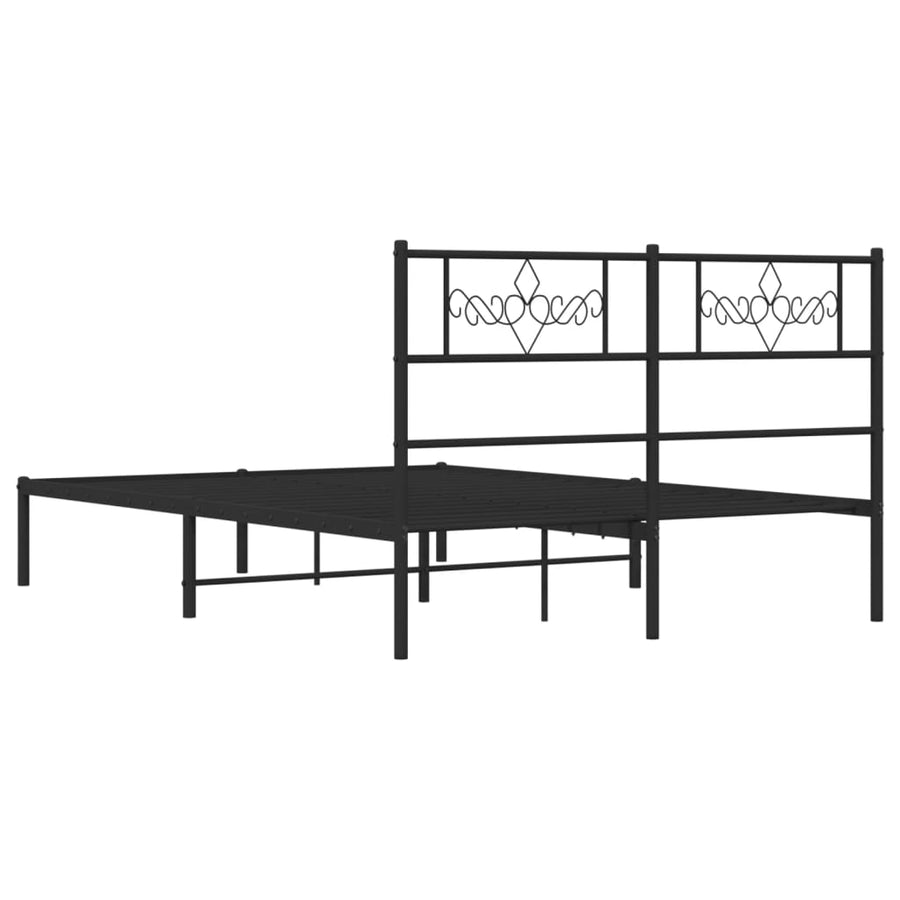 Bedframe met hoofdbord metaal zwart 135x190 cm 135 x 190 cm Zwart met hoofdbord
