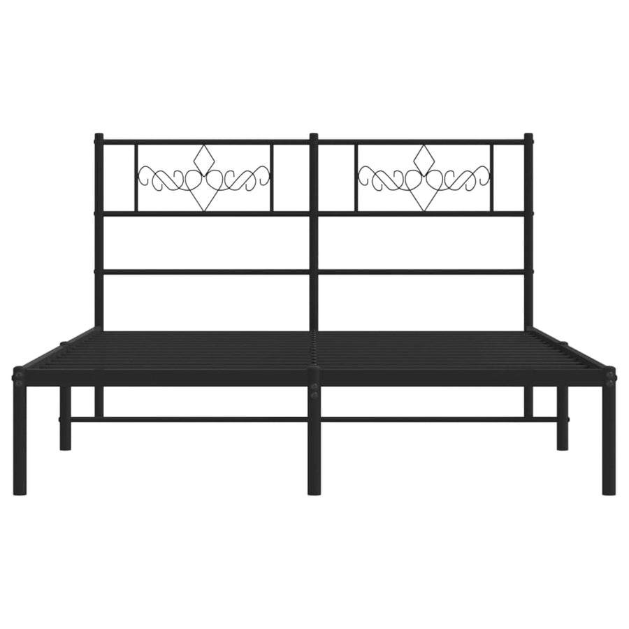 Bedframe met hoofdbord metaal zwart 140x190 cm 140 x 190 cm Zwart met hoofdbord
