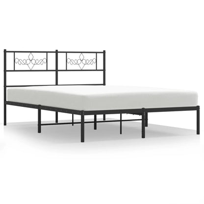 Bedframe met hoofdbord metaal zwart 140x200 cm 140 x 200 cm Zwart met hoofdbord