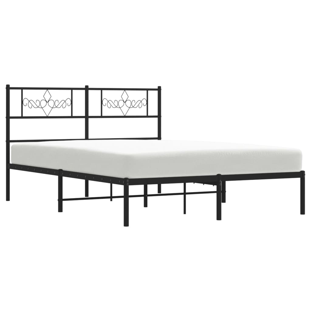 Bedframe met hoofdbord metaal zwart 140x200 cm 140 x 200 cm Zwart met hoofdbord