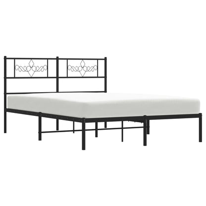 Bedframe met hoofdbord metaal zwart 140x200 cm 140 x 200 cm Zwart met hoofdbord