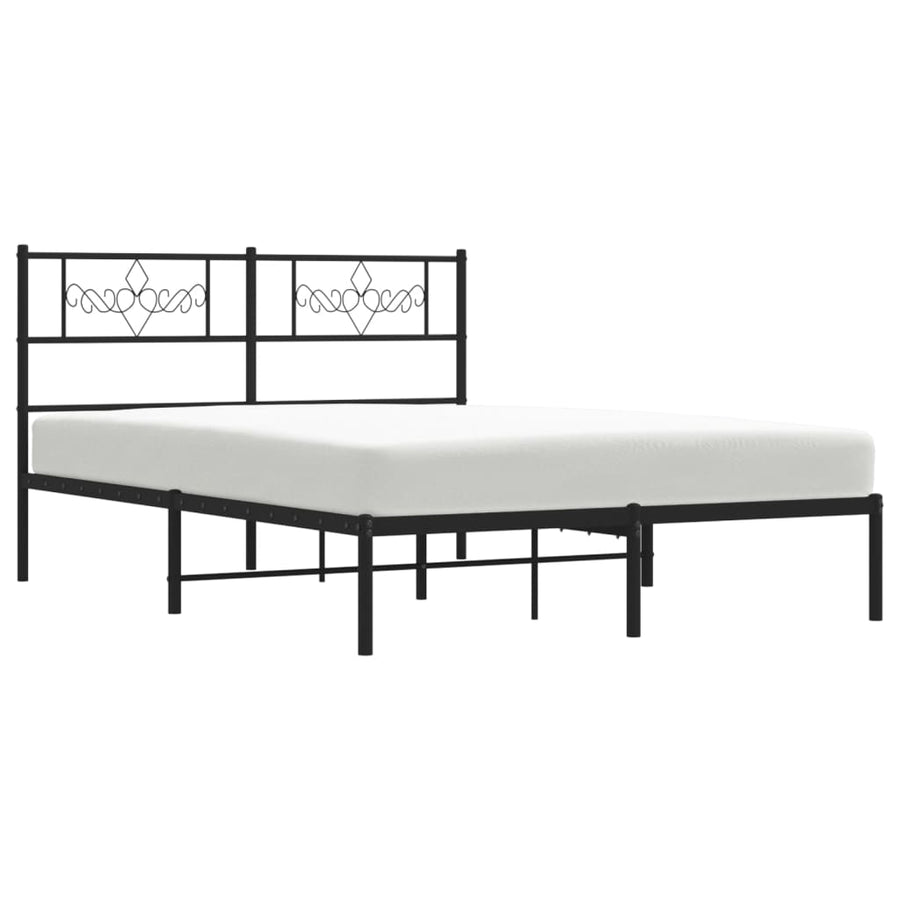 Bedframe met hoofdbord metaal zwart 140x200 cm 140 x 200 cm Zwart met hoofdbord