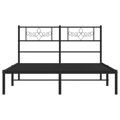 Bedframe met hoofdbord metaal zwart 140x200 cm 140 x 200 cm Zwart met hoofdbord