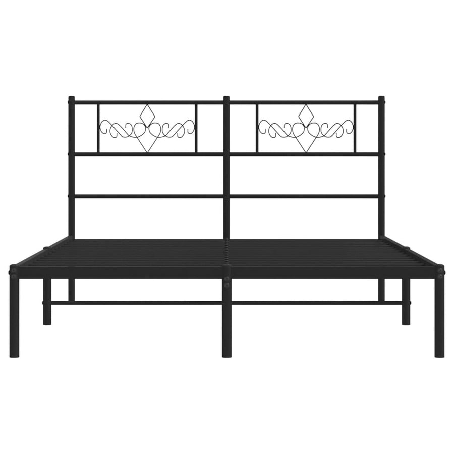 Bedframe met hoofdbord metaal zwart 140x200 cm 140 x 200 cm Zwart met hoofdbord
