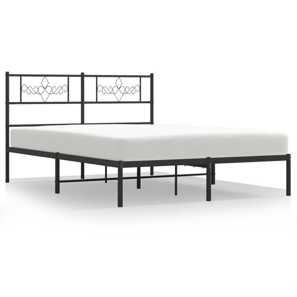 Bedframe met hoofdbord metaal zwart 160x200 cm 160 x 200 cm Zwart met hoofdbord