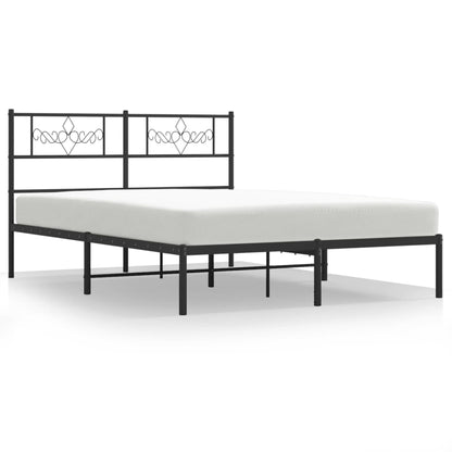 Bedframe met hoofdbord metaal zwart 160x200 cm 160 x 200 cm Zwart met hoofdbord