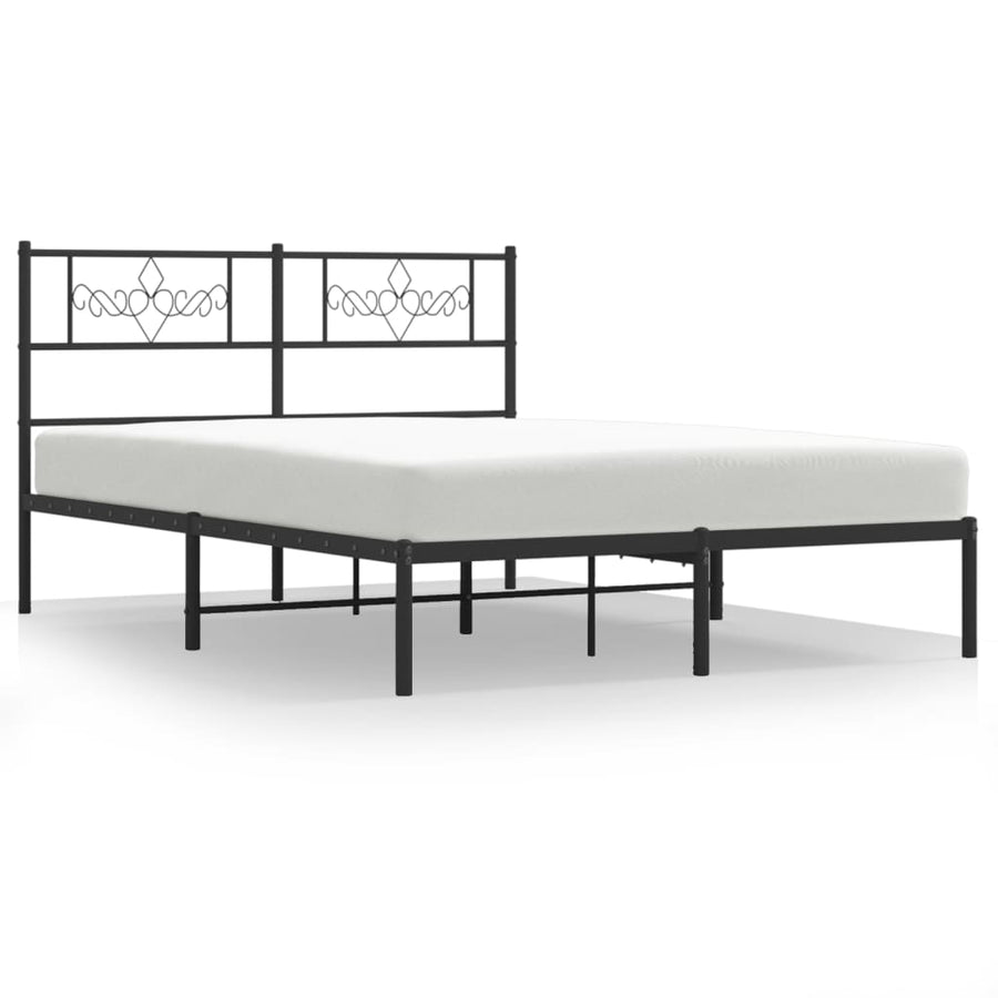Bedframe met hoofdbord metaal zwart 160x200 cm 160 x 200 cm Zwart met hoofdbord