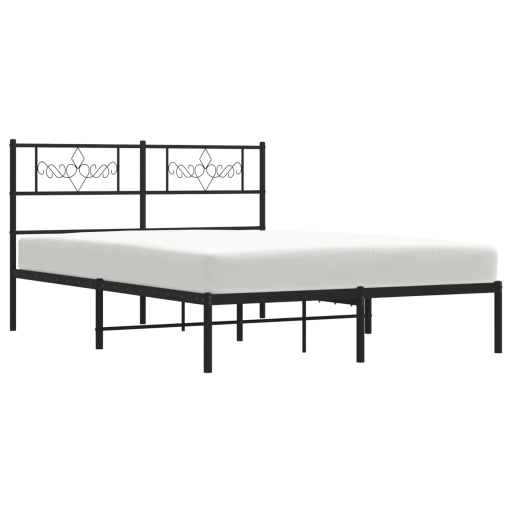 Bedframe met hoofdbord metaal zwart 160x200 cm 160 x 200 cm Zwart met hoofdbord