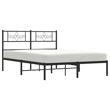 Bedframe met hoofdbord metaal zwart 160x200 cm 160 x 200 cm Zwart met hoofdbord