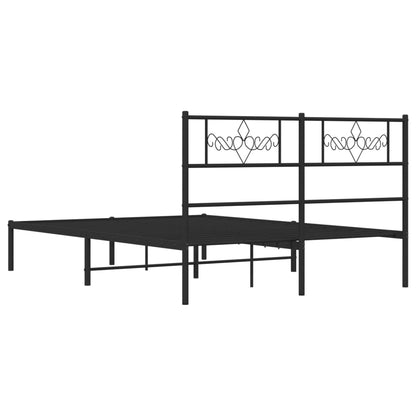 Bedframe met hoofdbord metaal zwart 160x200 cm 160 x 200 cm Zwart met hoofdbord