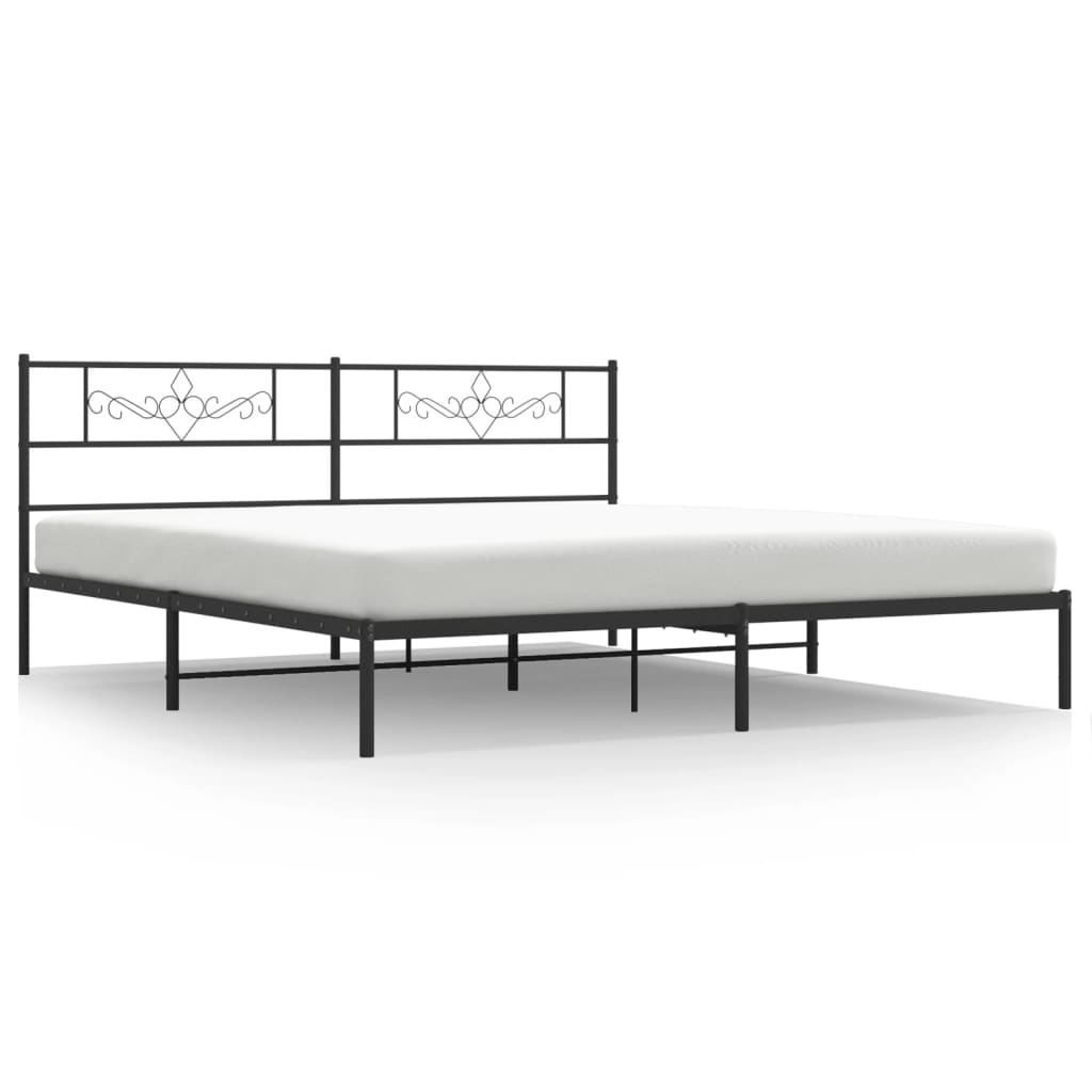 Bedframe met hoofdbord metaal zwart 180x200 cm 180 x 200 cm Zwart met hoofdbord