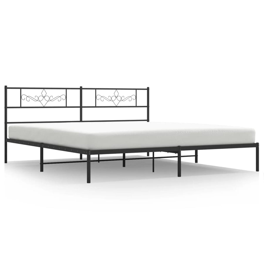 Bedframe met hoofdbord metaal zwart 180x200 cm 180 x 200 cm Zwart met hoofdbord