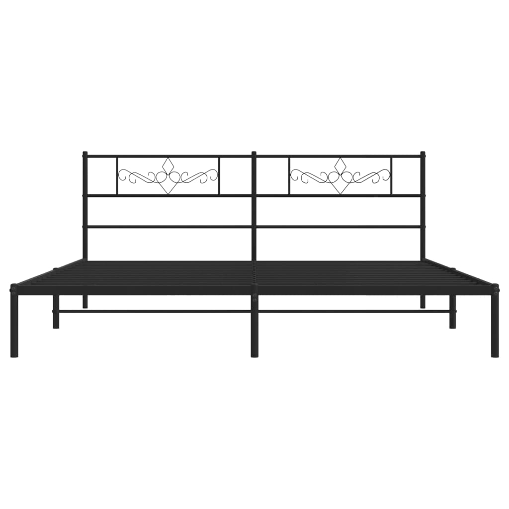 Bedframe met hoofdbord metaal zwart 180x200 cm 180 x 200 cm Zwart met hoofdbord