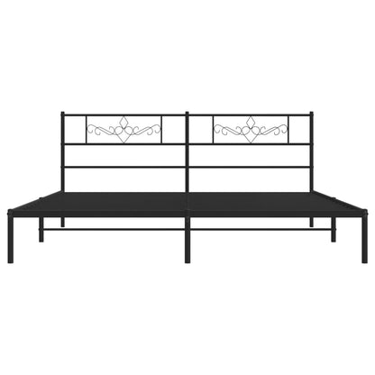 Bedframe met hoofdbord metaal zwart 180x200 cm 180 x 200 cm Zwart met hoofdbord