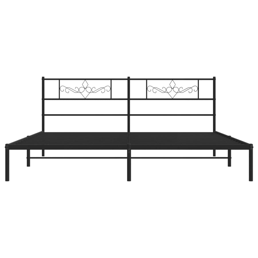 Bedframe met hoofdbord metaal zwart 180x200 cm 180 x 200 cm Zwart met hoofdbord