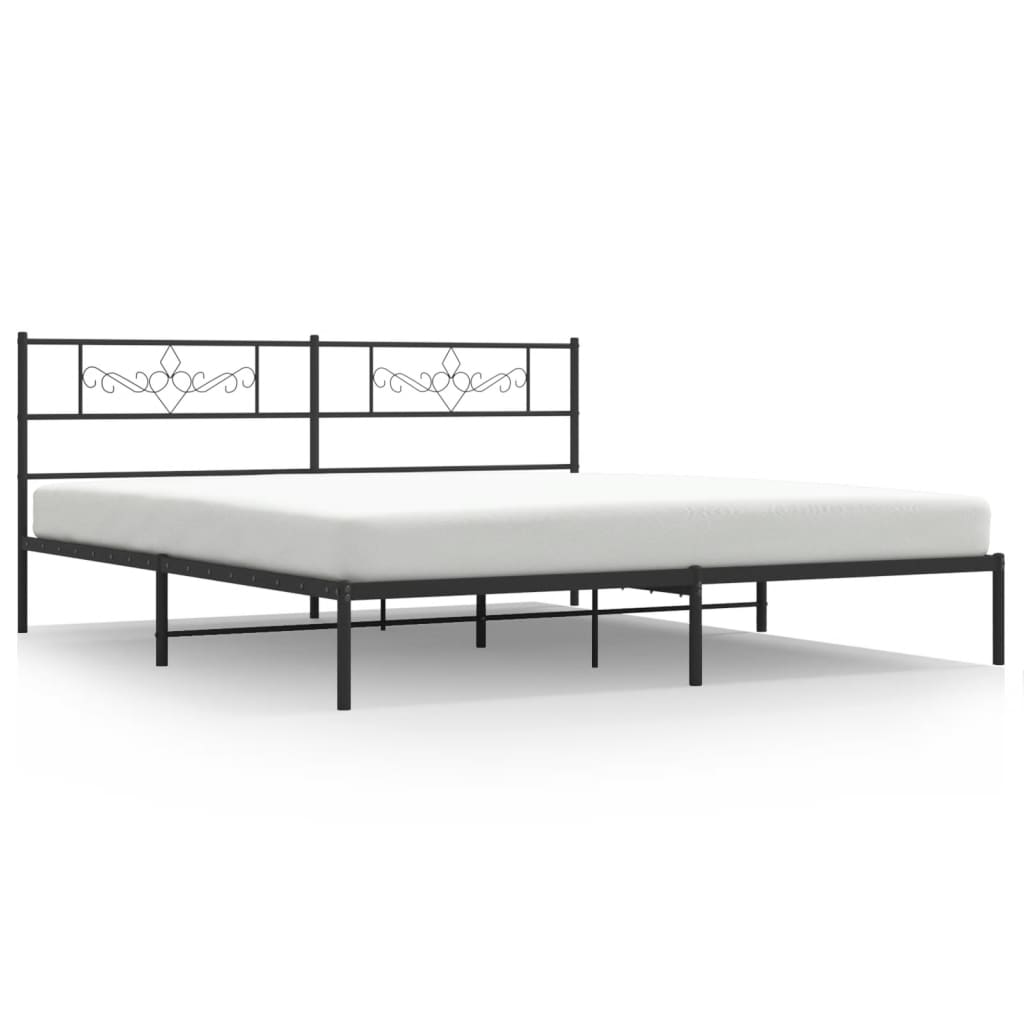 Bedframe met hoofdbord metaal zwart 183x213 cm 183 x 213 cm Zwart met hoofdbord