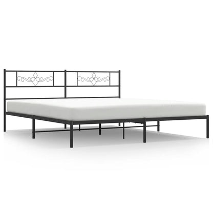 Bedframe met hoofdbord metaal zwart 183x213 cm 183 x 213 cm Zwart met hoofdbord