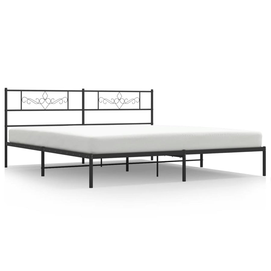 Bedframe met hoofdbord metaal zwart 183x213 cm 183 x 213 cm Zwart met hoofdbord