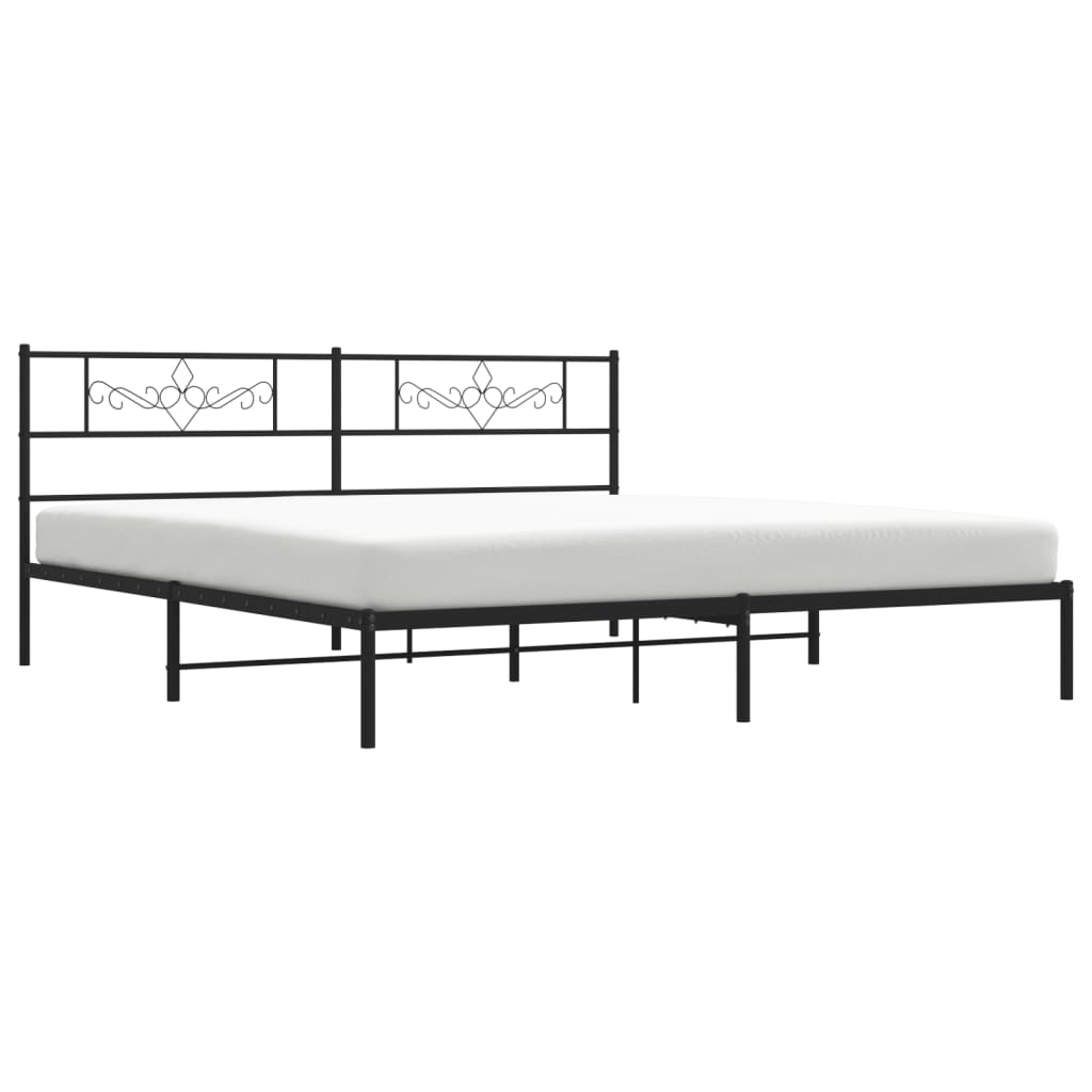 Bedframe met hoofdbord metaal zwart 183x213 cm 183 x 213 cm Zwart met hoofdbord