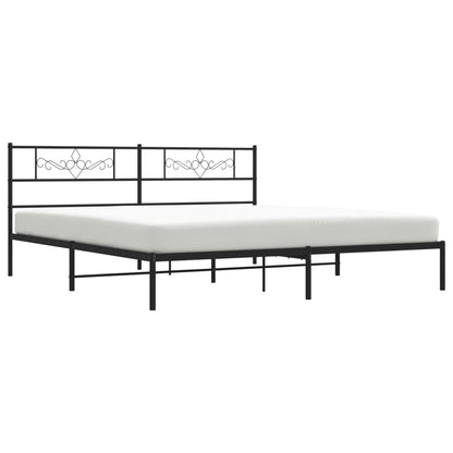 Bedframe met hoofdbord metaal zwart 183x213 cm 183 x 213 cm Zwart met hoofdbord