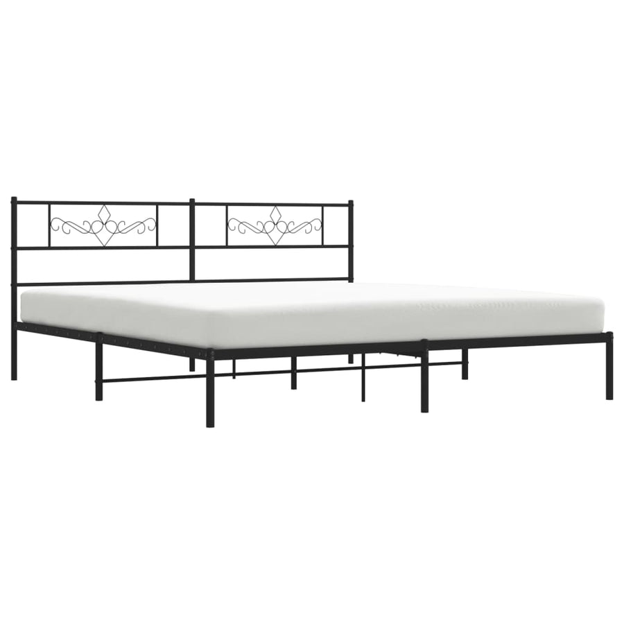 Bedframe met hoofdbord metaal zwart 183x213 cm 183 x 213 cm Zwart met hoofdbord