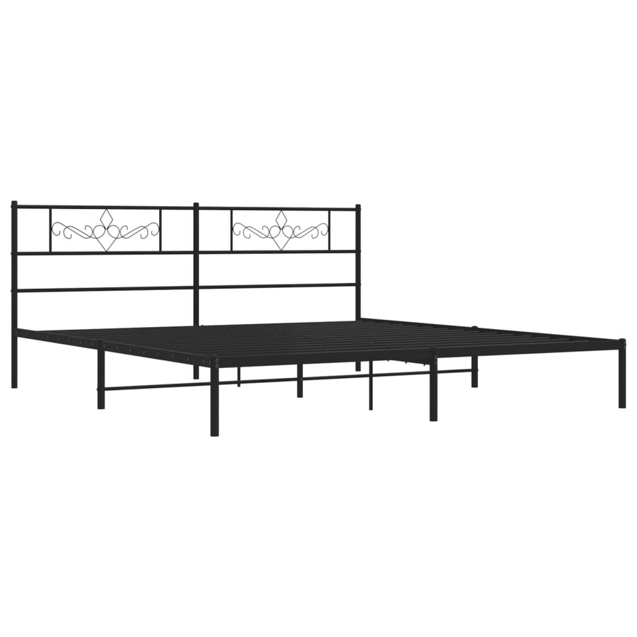 Bedframe met hoofdbord metaal zwart 183x213 cm 183 x 213 cm Zwart met hoofdbord
