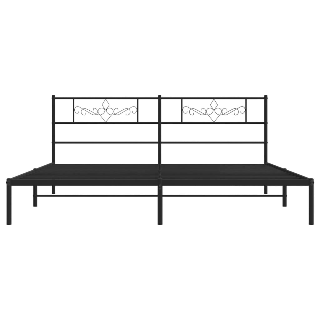 Bedframe met hoofdbord metaal zwart 183x213 cm 183 x 213 cm Zwart met hoofdbord